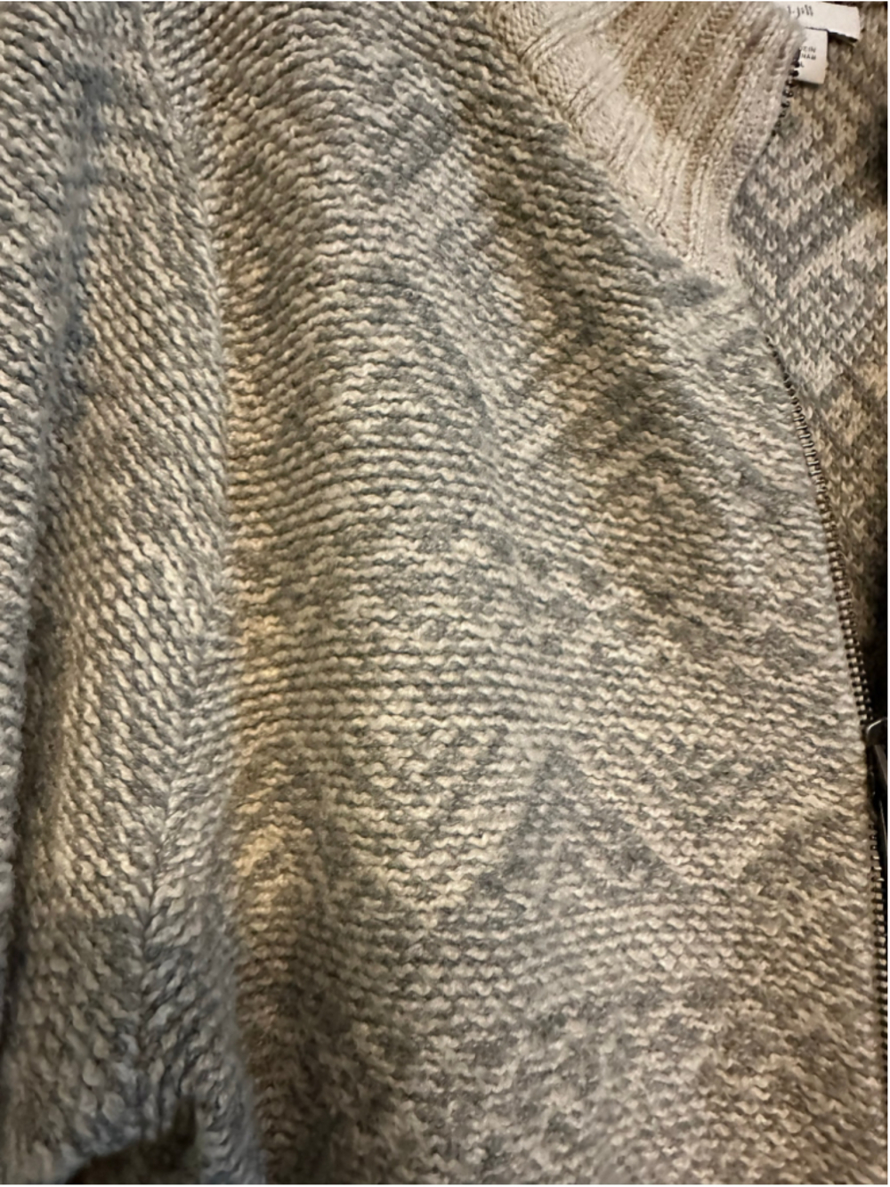 J.Jill Zip-Front Cardigan Sweater, Size Large, Grey and Beige - Picture 7 of 8